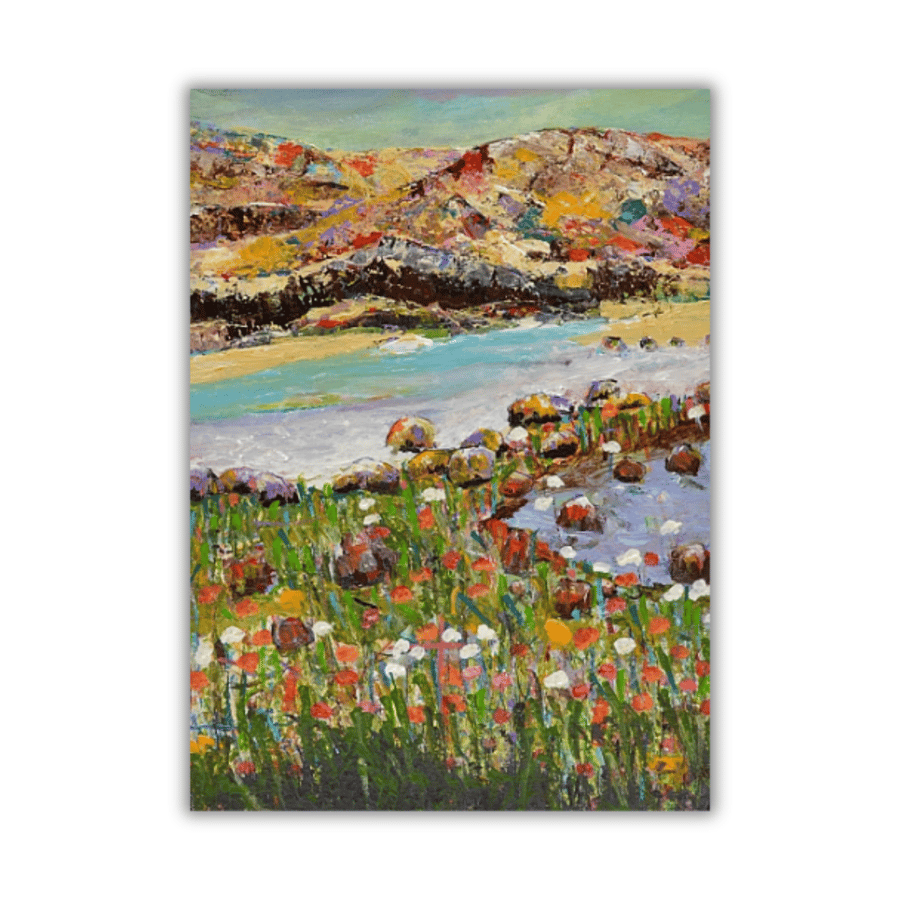 Summer at the beach - an acrylic painting of a Scottish coastline