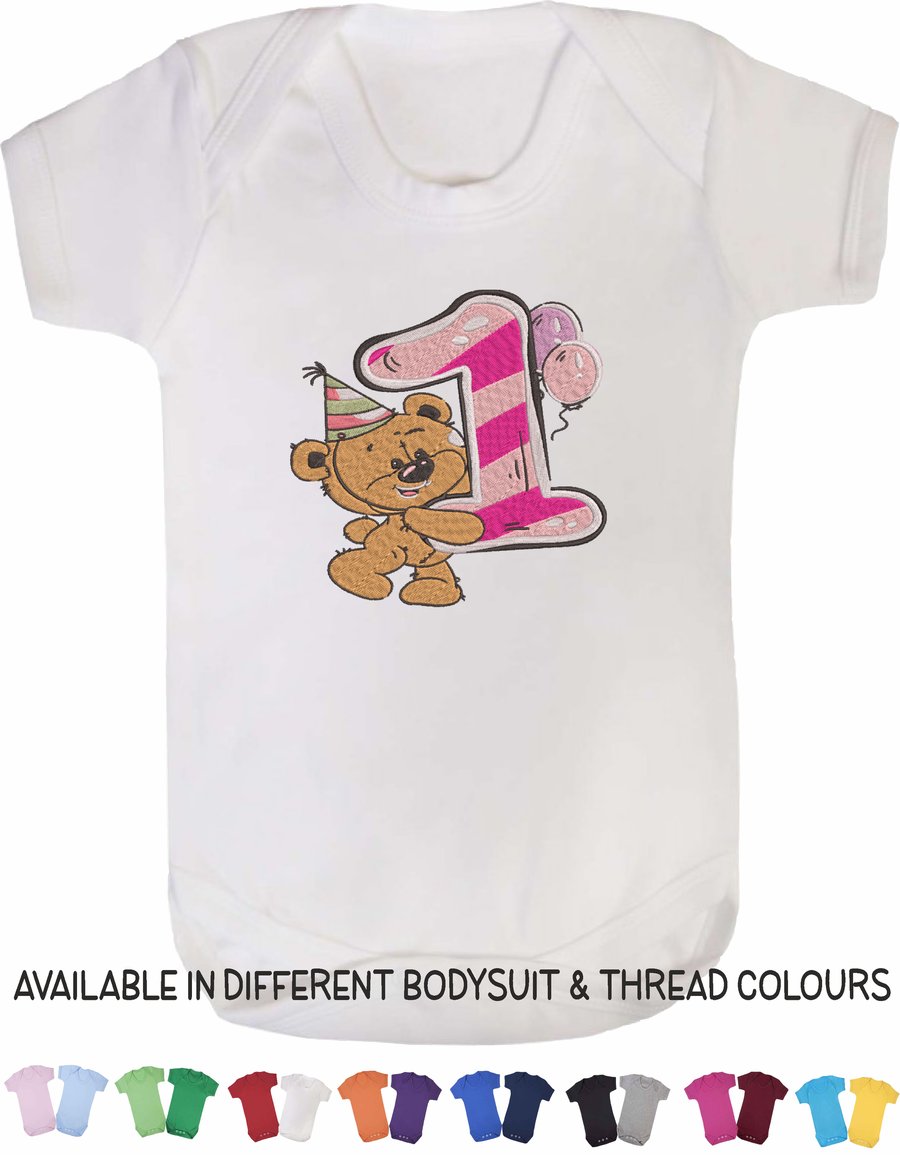 1st Birthday Bodysuit Personalised In Your Colours Available in 6-12m & 12-18m