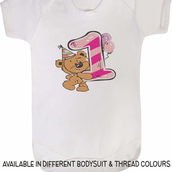 1st Birthday Bodysuit Personalised In Your Colours Available in 6-12m & 12-18m