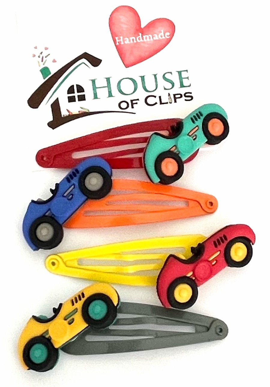 Racing Car Hair Clip Set x4 