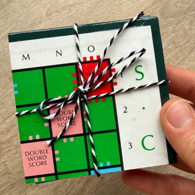 80s Scrabble Board Coasters (Top Right) - Upcycled from Real Board