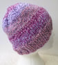 Ombre lilac and purple chunky beanie hat for an adult - Image 4