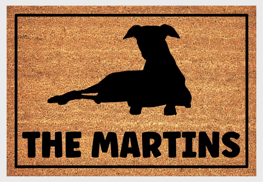 Whippet Door Mat No.3 - Personalised Whippet Welcome Mat - 3 Sizes