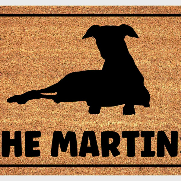 Whippet Door Mat - Personalised Whippet Welcome Mat - 3 Sizes