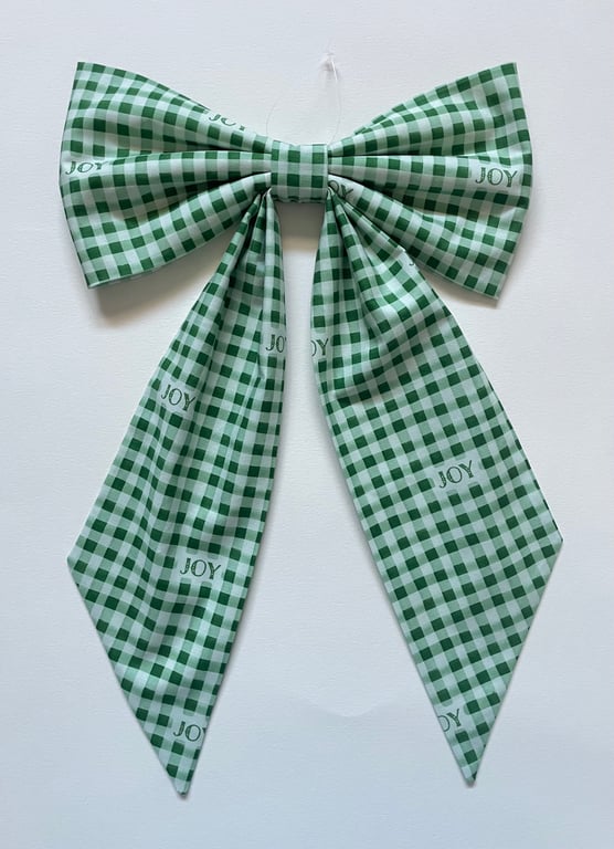 Christmas Bow Green Gingham - Medium