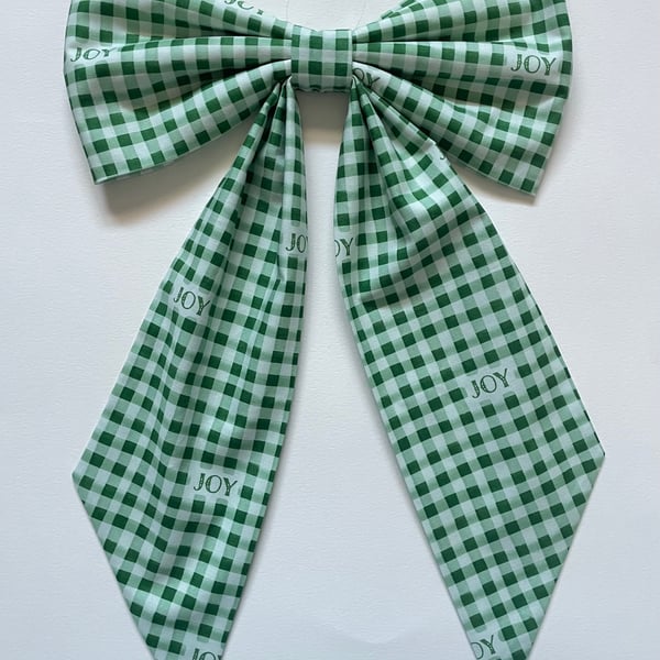 Christmas Bow Green Gingham - Medium