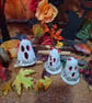 Set of Three Handmade Halloween Ceramic Devil Ghosts