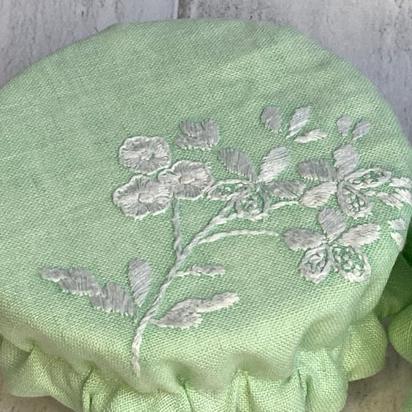 Extra small bowl covers for dips. Set of two. Vintage mint green