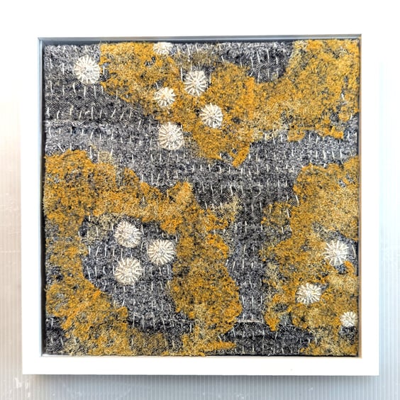 Coastal Dreams Textile Art Sunburst Rain FRAMED