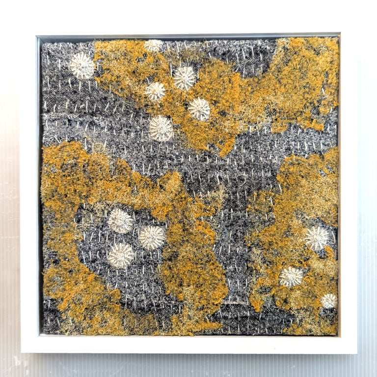 Coastal Dreams Textile Art Sunburst Rain FRAMED