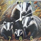 badger,clock,wall hanging badger clock