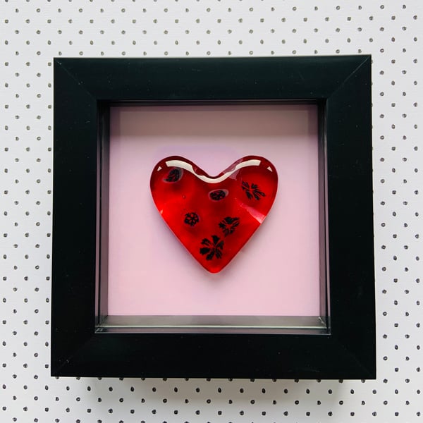 Beautiful Framed Cast Glass Heart