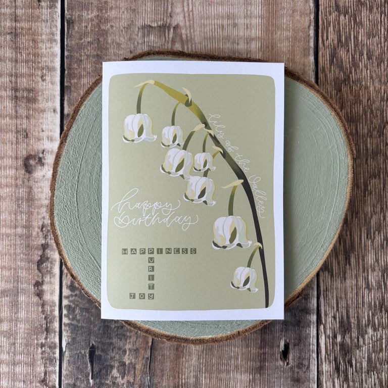 Lily of the Valley Birthday Card: May Birth Flower Greeting Card