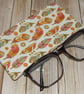 Padded glasses pouch tribal feathers fabric apprx 8.5cm x 17cm