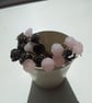 3 Rose Quartz Carved Roses on Hair Pins - Image 5