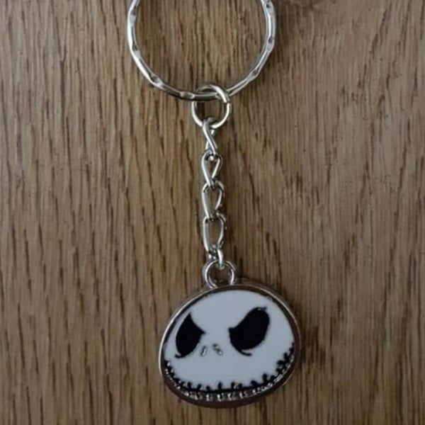 Jack Skellington Themed Keyring Nightmare Before Christmas Halloween Skull Head 