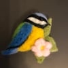 Needle felted blue tit brooch 