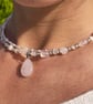 Rose Gemstone Quartz Choker Necklace Romantic Gift for Her - Image 2