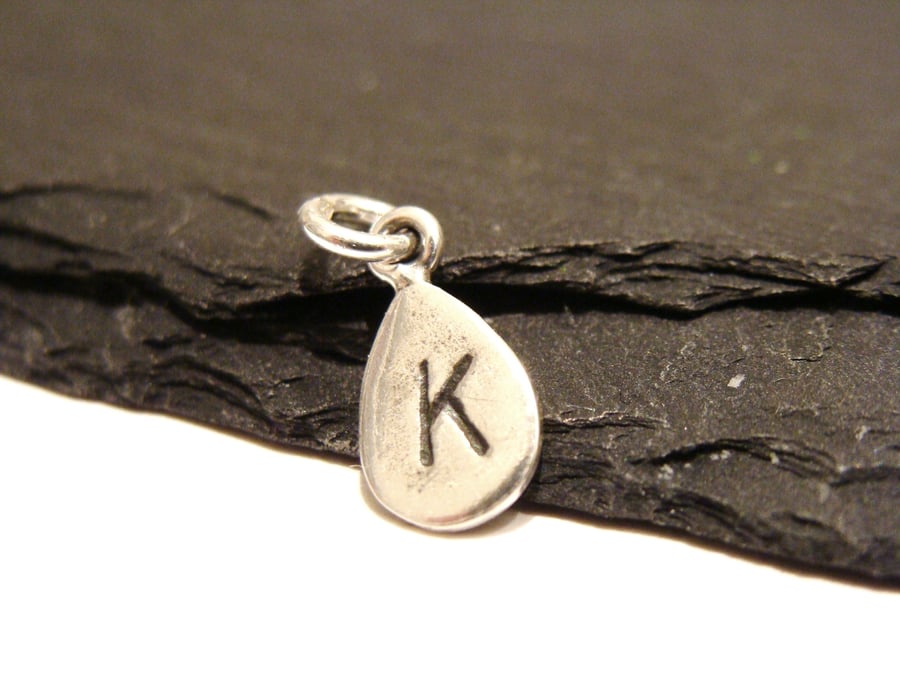 ADD ON Dainty Sterling Silver Personalised Letter Charm Hand Stamped Initial Tag