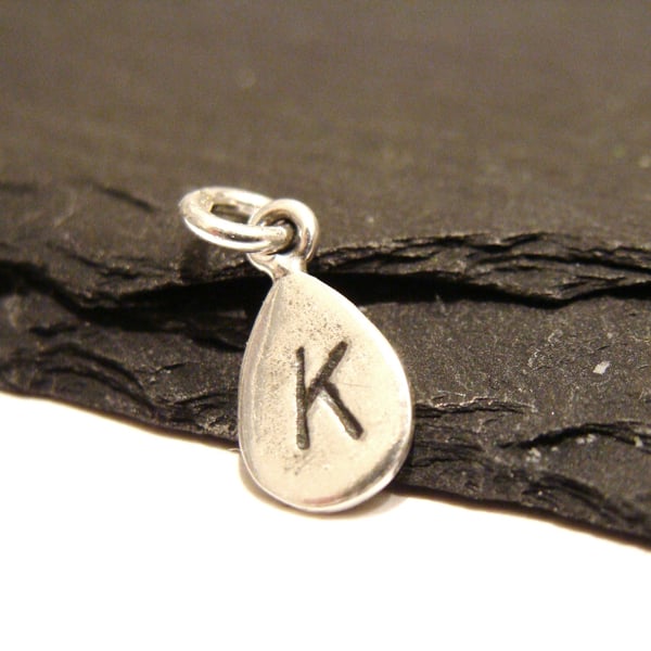ADD ON Dainty Sterling Silver Personalised Letter Charm Hand Stamped Initial Tag