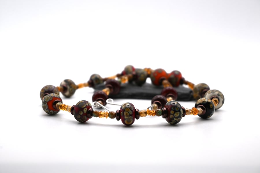 lampwork glass and Citrine beaded necklace