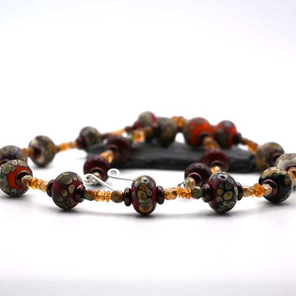 lampwork glass and Citrine beaded necklace