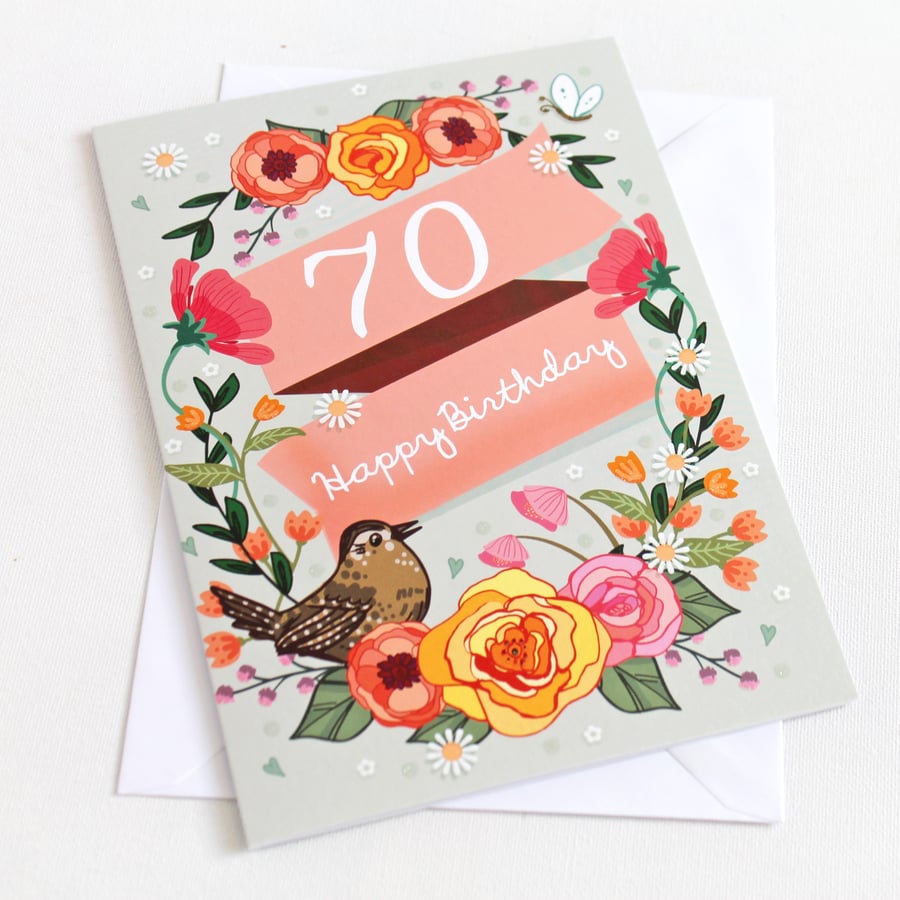 70th Birthday Card - Large, A5 (148x210mm) 