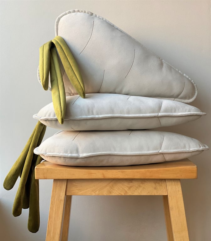 Cream Carrot Parsnip Shaped Velvet Cushion Easter Decotative Throw Pillow Gift 