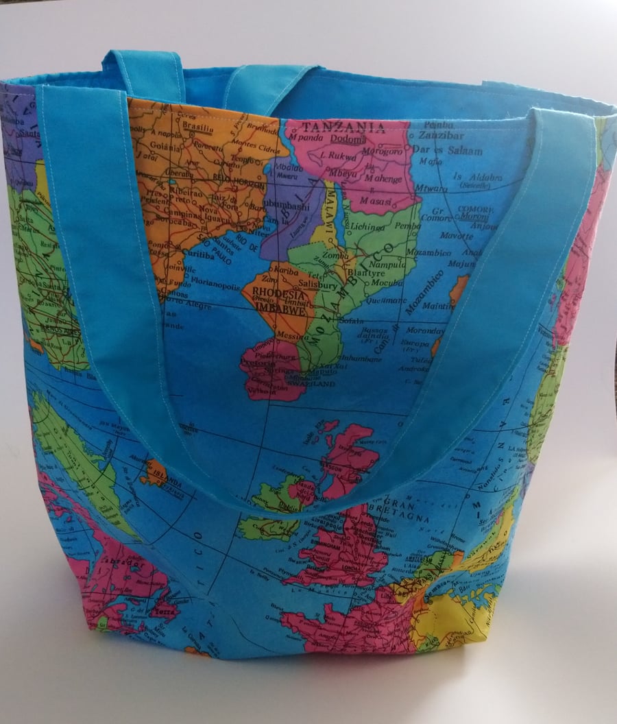 World Map Inspired Tote Bag