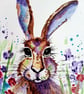 Hare and Flowers Original Painting  - Image 5