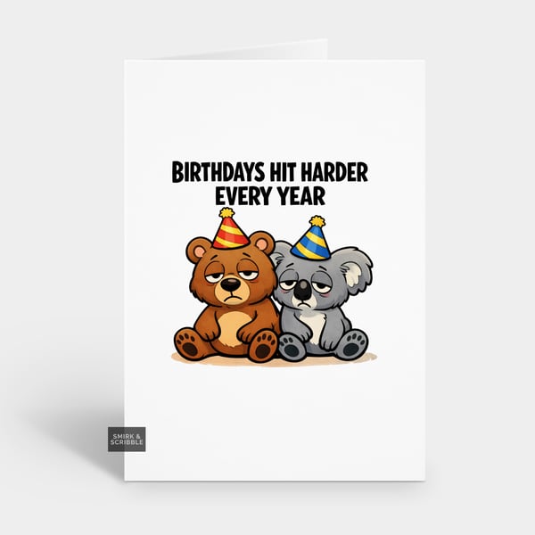 Funny Grumpy Birthday Card For Him Or Her - Hit Harder