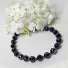 Faceted Deep Blue Hematite Bracelet