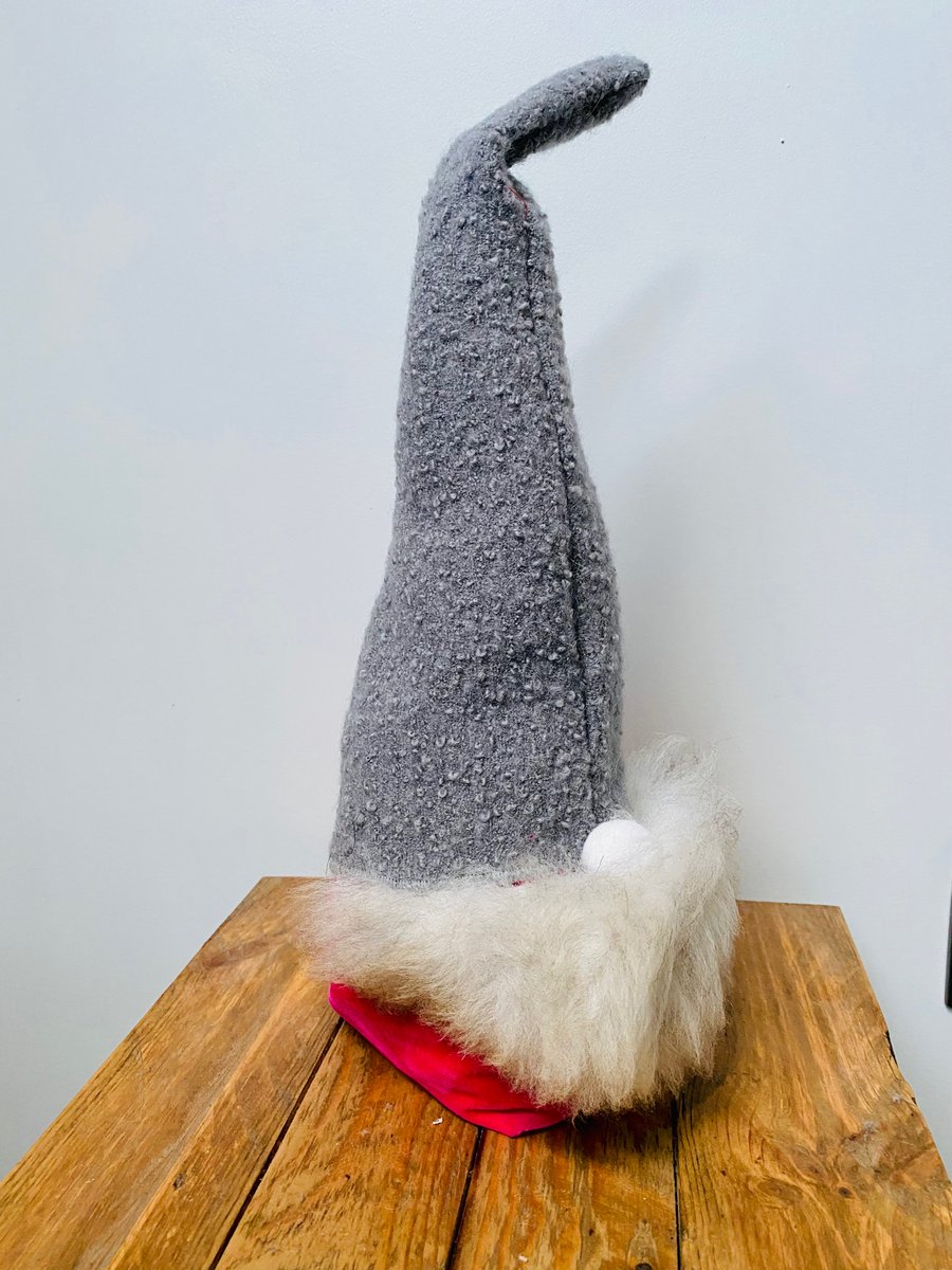 Large Cerise pink Christmas Santa Gnome made from recycled materials