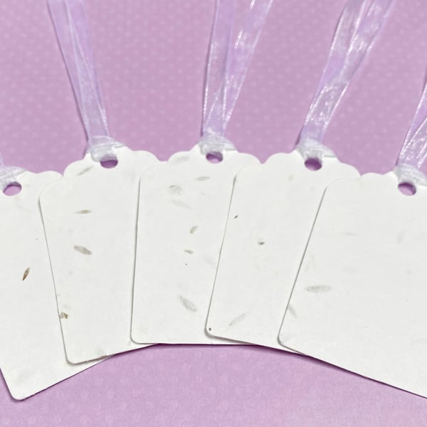 10 White Plantable Seed Rectangle Tags 280gsm - Wildflower Biodegradable Wedding