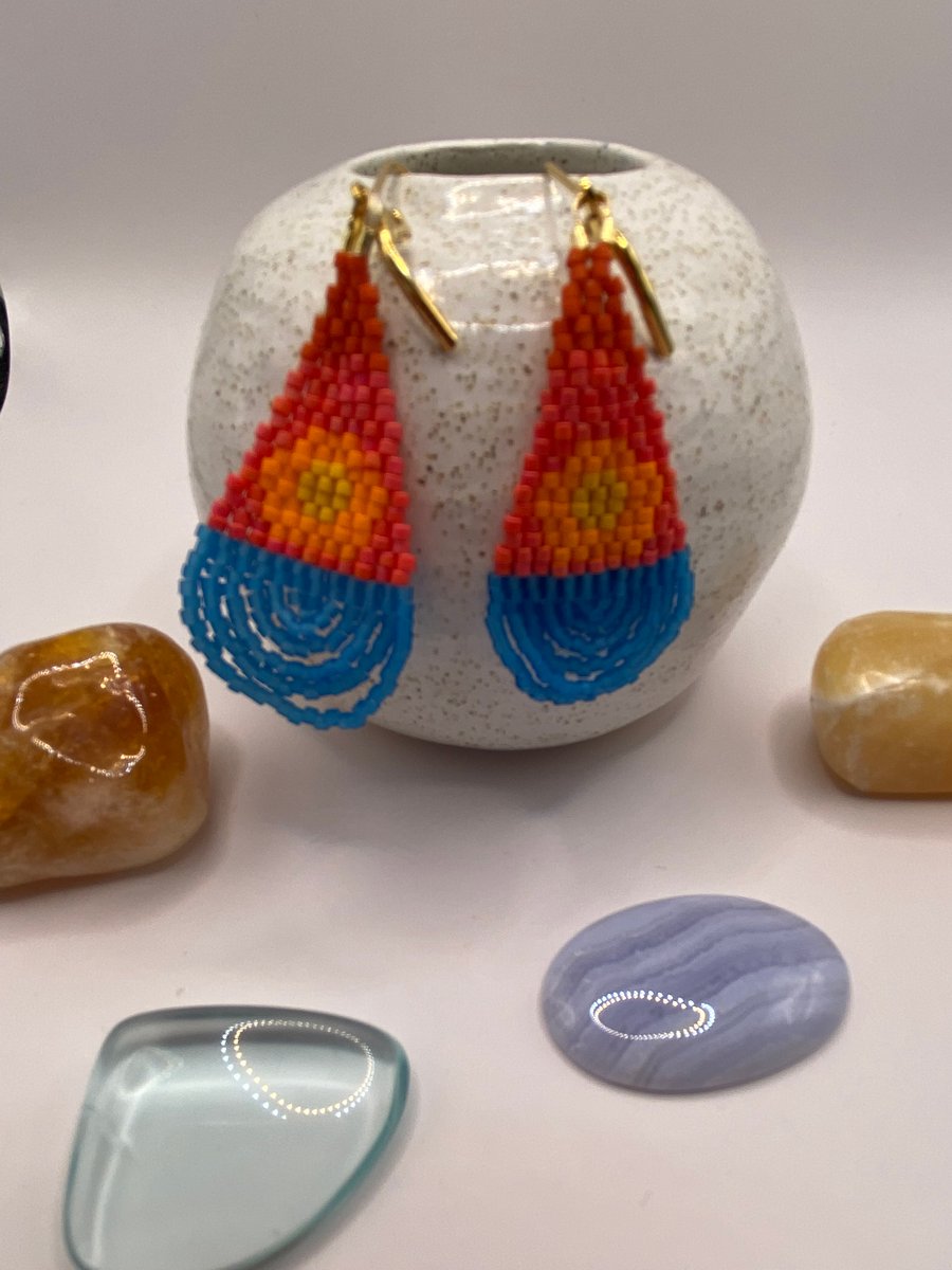 Sunset at sea beaded earrings 