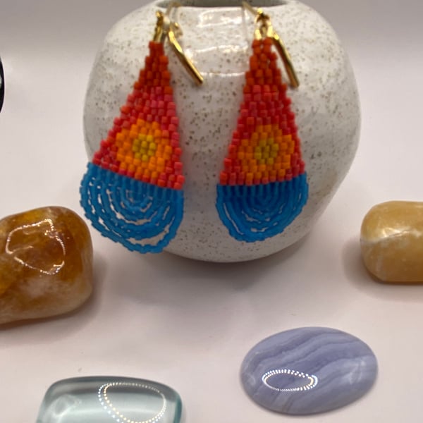 Sunset at sea beaded earrings 