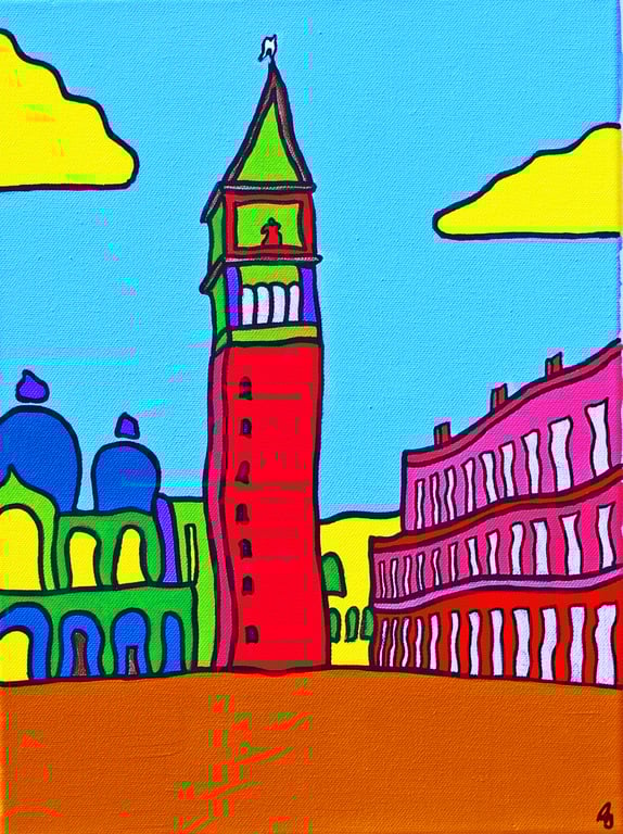 Venice St Marks Square colourful painting by Rob Soar