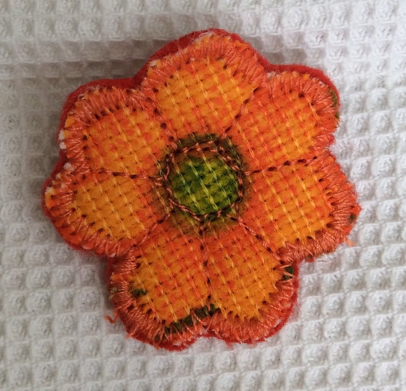Fabric flower brooch, badge