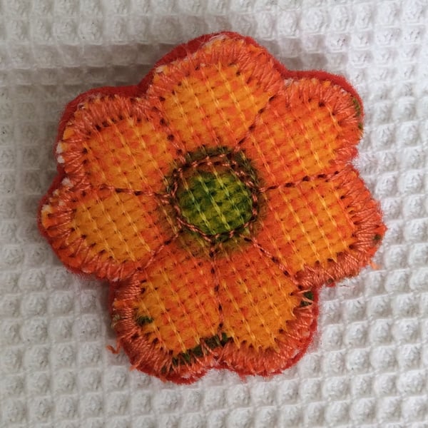 Fabric flower brooch, badge