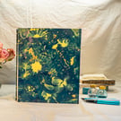 8x10 Coptic journal Flowers from my Garden on Yellow Paper (Folksy144)