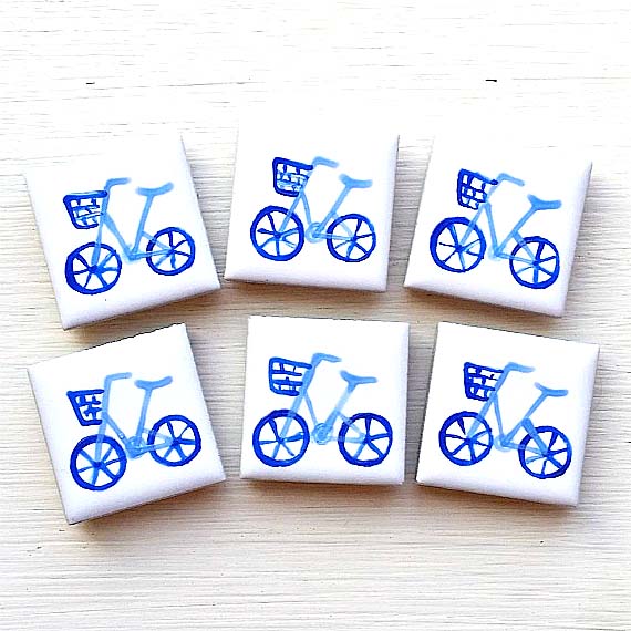 Blue Bike Magnet, Fridge Magnet, Bicycle, Cycling, Gifts for Girls, Cyclist, 