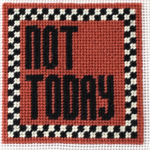 NOT TODAY Modern Needlepoint Chart PDF - Retro Checkered Tapestry Pattern