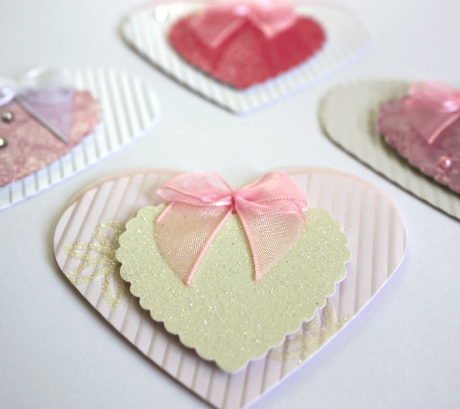 Wedding Heart Card Toppers - Pinks