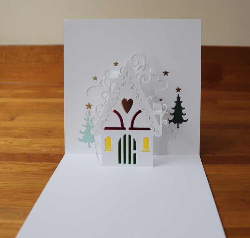 Christmas Cottage Pop up Card.