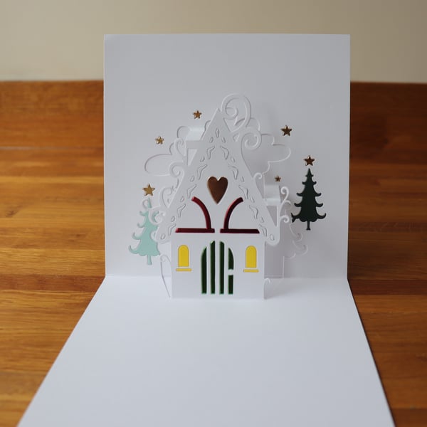 Christmas Cottage Pop up Card.