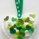 Felt hanging heart greens