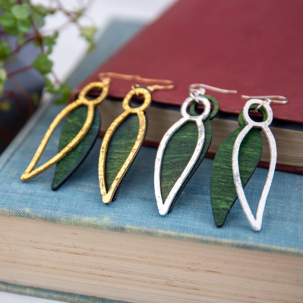 Laser Cut Double Leaf Earrings