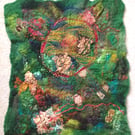 Handmade Felted, embroidered wall hanging, artwork