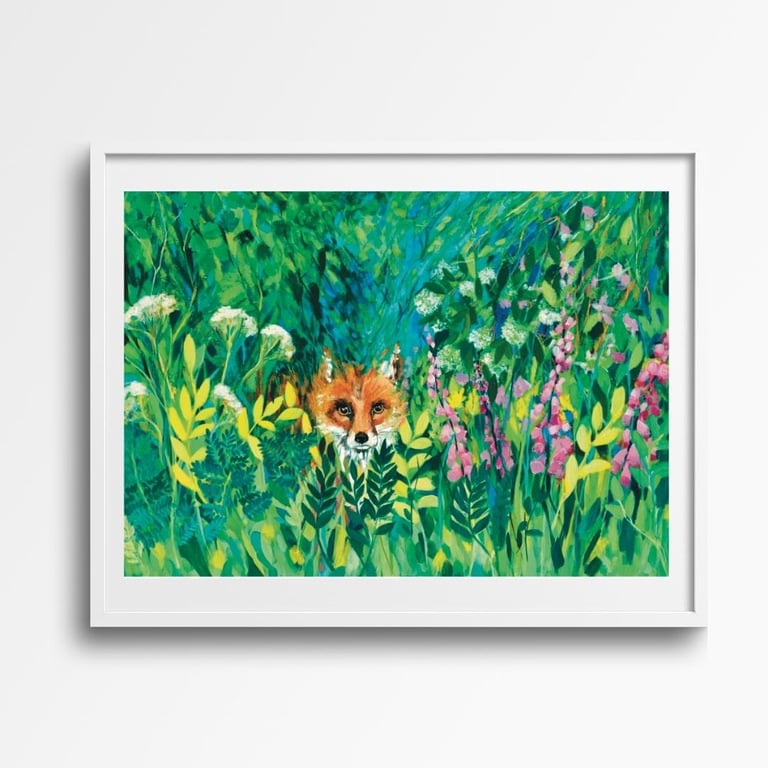 Fox art print mounted two sizes 