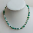 Green and white gemstone necklace featuring Aventurine and Green Jade